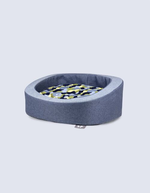 Cuccia sfoderabile antimacchia per cani con cuscino - S blu