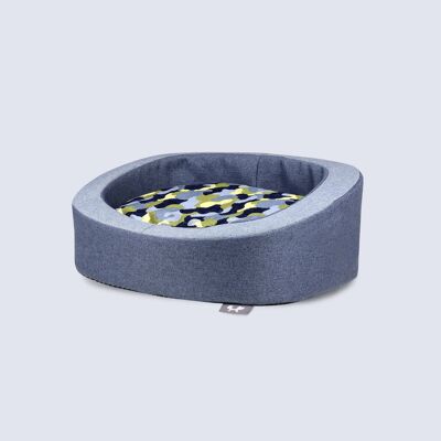 Removable stain-resistant dog bed with cushion - S blue
