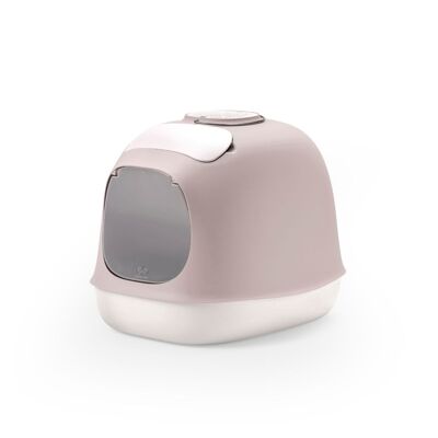 Design covered litter box with filter and white cleaning accessories