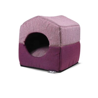 Soft 2-in-1 collapsible house bed with pink cushion