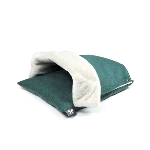 Morbido cuscino con coperta removibile foderata in pelliccia verde