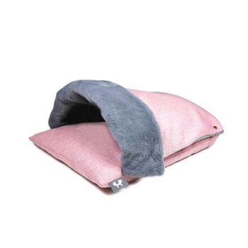 Coussin moelleux avec couverture amovible doublée de fourrure rose 1