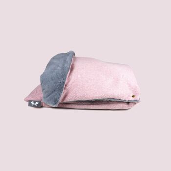 Coussin moelleux avec couverture amovible doublée de fourrure rose 2