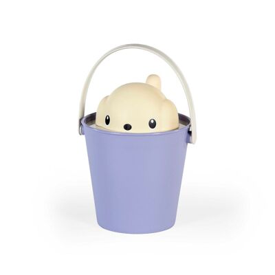 Eco-friendly croquette bucket with spatula, Ivory/Lilac dog