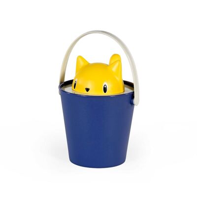 Eco-friendly croquette bucket with spatula, matte Yellow/Purple cat