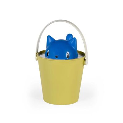 Eco-friendly croquette bucket with spatula, matte Purple/Mustard cat