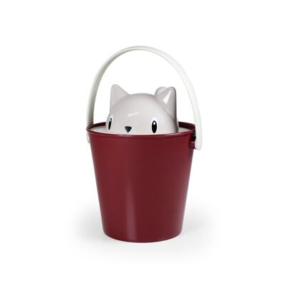 Cubo de croquetas ecológico con espátula, gato Burdeos/Gris Paloma