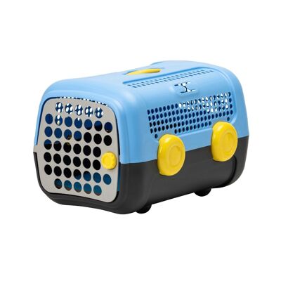 Made in Italy rigid pet carrier with blue hygienic mat