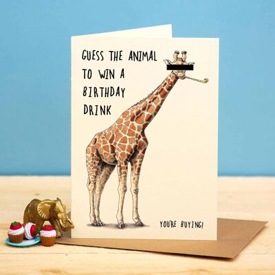 Tarjeta de cumpleaños de jirafa - Tarjeta de cumpleaños - Divertida