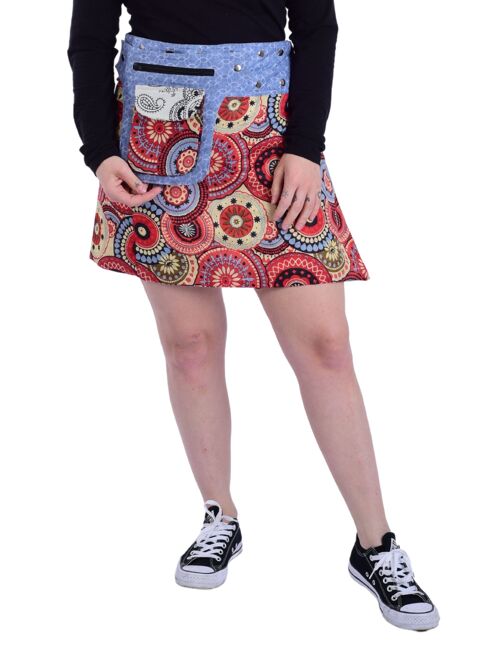 Sunsa Damen Rock Minirock Sommerrock Wickelrock aus luftiger Baumwolle, 2 Designs Röcke in einem, Größe verstellbar, Frau Bekleidung, Geburtstag Geschenk für Frauen, Boho