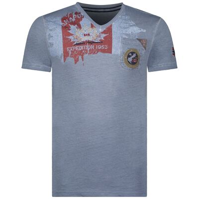 Herren-T-Shirt mit kurzen Ärmeln und V-Ausschnitt JOUJANA NAVY SS MEN 100 MCK