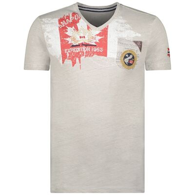 Herren-T-Shirt mit kurzen Ärmeln und V-Ausschnitt JOUJANA L-GREY SS MEN 100 MCK