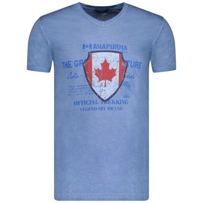 Herren-T-Shirt mit kurzen Ärmeln und V-Ausschnitt JOVKANA BLUE SS MEN 100 MCK
