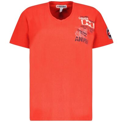 Herren-T-Shirt mit kurzen Ärmeln und V-Ausschnitt JANTRANA RED SS MEN 100 MCK