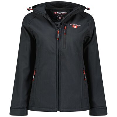 Damen-Softshell mit verstellbarer Kapuze TACER BLACK ANA LADY 250 MCK