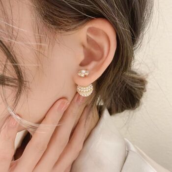 Boucles d'oreilles boule de perles artisanales avec argent sterling 925 4