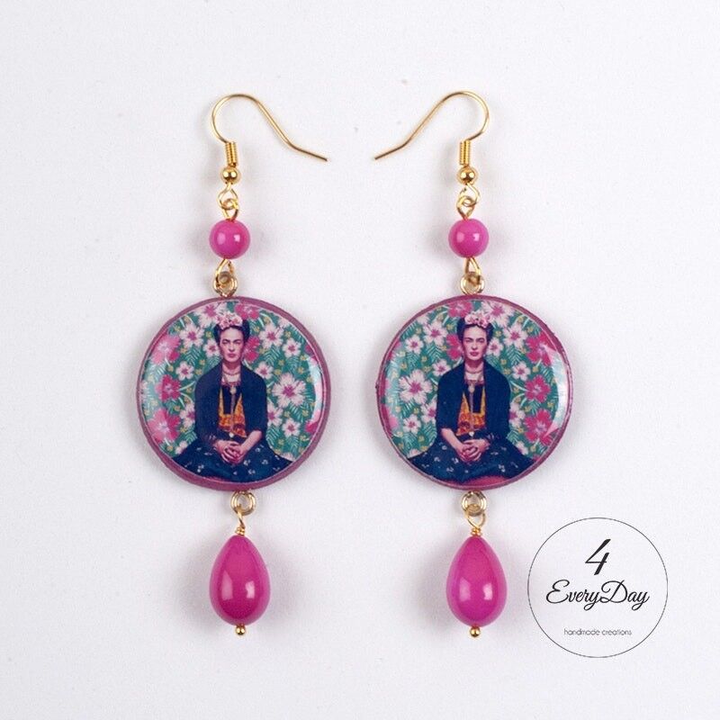 Orecchini : Frida Kahlo fiori tondi