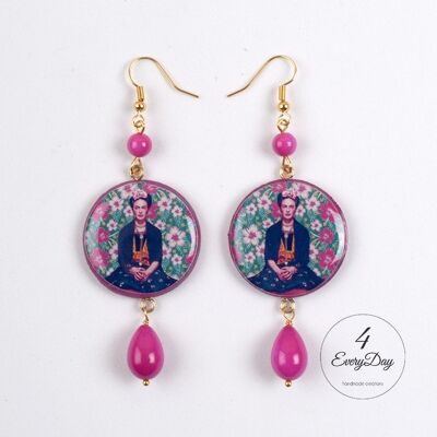 Earrings: Frida Kahlo round flowers