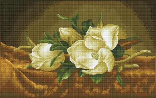 Magnolias on gold velevt (après Martin Johnson Heade)