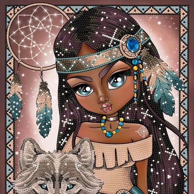 Indian Girl with Wolf