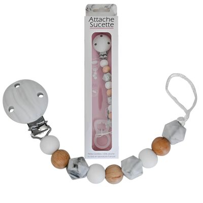 Silicone pacifier clip - Wood and Marble