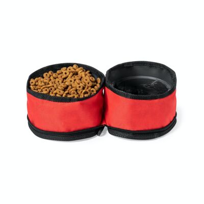 Collapsible water and food bowl red