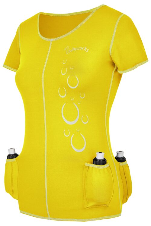Ladyworks Damen T-Shirt mit Flaschenhalter, gelb