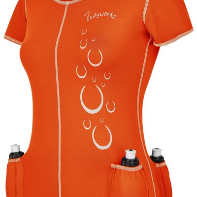T-shirt donna Ladyworks con portabottiglie, arancione