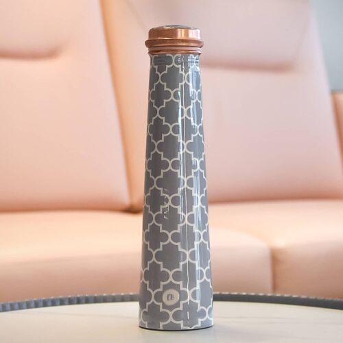 Smooth Gray Moroccan Pure Copper Water Bottle Slim