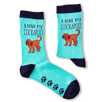 Damen-Socken „I Love My Cockapoo“.