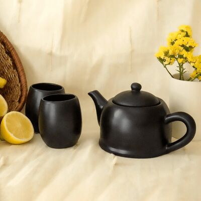 Black ceramic tea service