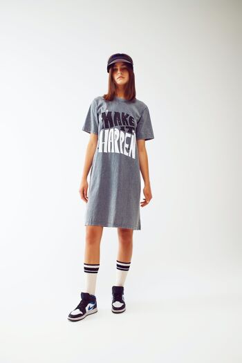 Robe t-shirt avec texte Make It Happen en gris 4