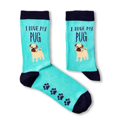Señoras I Love My Pug calcetines