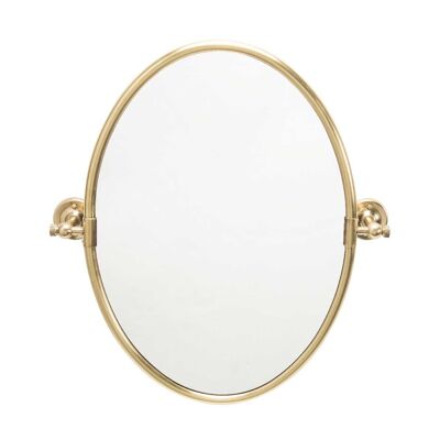 Rotating brass oval mirror