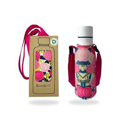 Funda para botella de agua con patrón de rosas