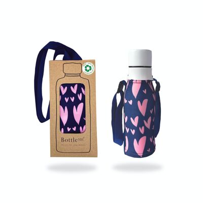 Funda para botella de agua con patrón de corazón rosa