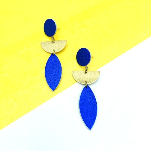 Boucles d'oreilles Gwen bleu métallisé