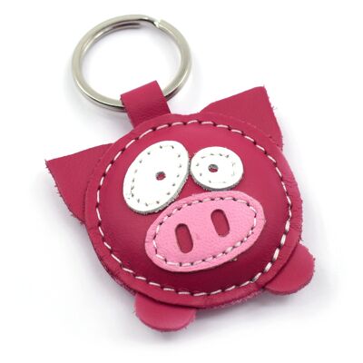 Cute Little Pig Leather Animal Keychain