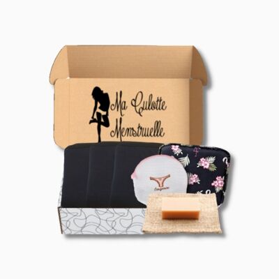 Discovery Menstrual Box 3 Mutandine mestruali JENA (Made in France) + Essential Kit disponibile in flusso normale e flusso intenso