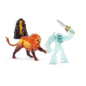 SCHLEICH - Eldrador®  - Combat pour la super arme – le monstre des glaces contre le lion de feu - réf :  42455 4