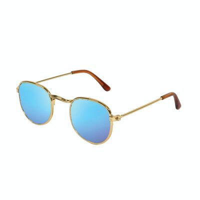 Doll sunglasses, gold, blue mirrored