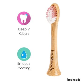 Soniboo - Têtes de brosse à dents électrique en bambou compatibles avec Sonicare* | Nettoyage en profondeur ÉDITION ROSE 2PK 3