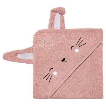 Cape de bain 70x70 cm Lapin rose 2