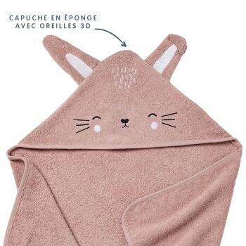 Cape de bain 70x70 cm Lapin rose 3