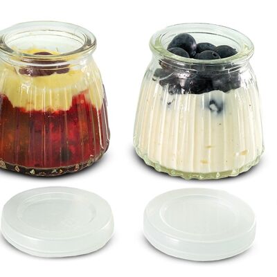 Set of 4 mini dessert glasses with lids