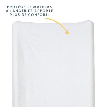 2 housses de matelas à langer 50x70 cm Blanc + Bleu jean 4