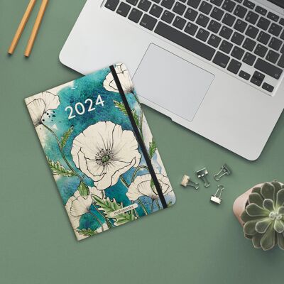 A5 Year Planner Samaya 2024 Color: Poppy White (DE/EN)