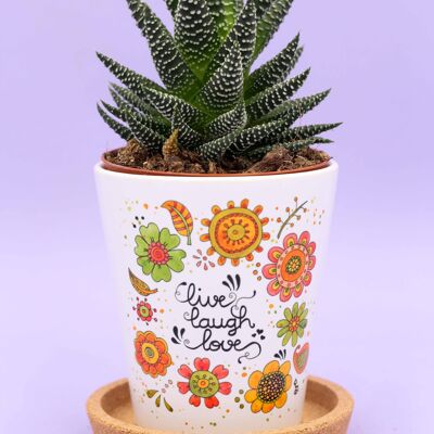 Pot de fleurs "Live Laugh Love"