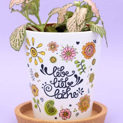 Pot de fleurs "Vivre, aimer, rire"
