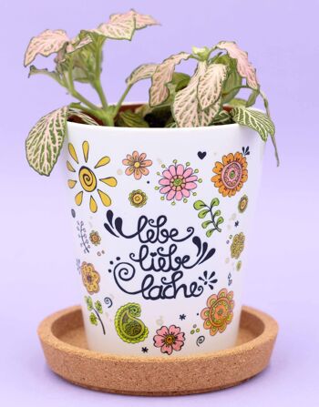Pot de fleurs "Vivre, aimer, rire" 1
